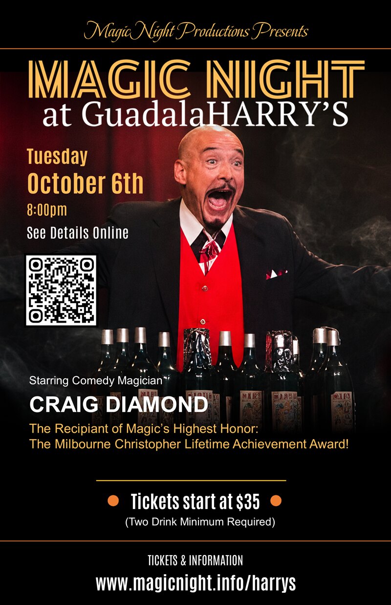 Magic Night at GuadalaHARRY's starring comedy magician Craig Diamond