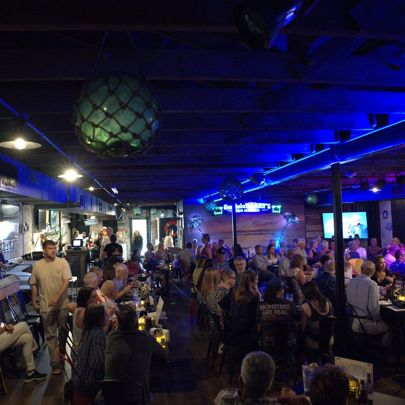 Blue lights and a room that filled up