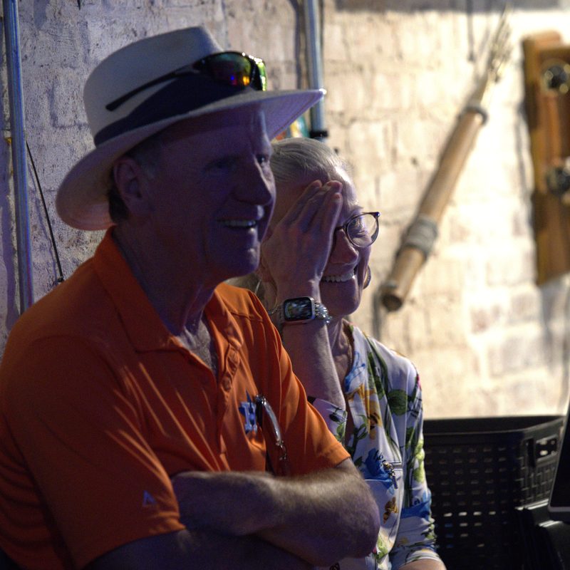 GuadalaHarry and GuadalaLori laughing at the comedy show in their own bar